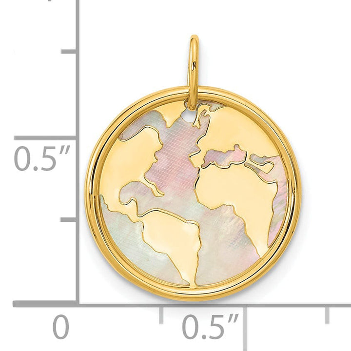 Lovely Rita's Pendants & Charms 14K Yellow Gold Polished Finished Mother of Pearl Earth Design Charm Pendant