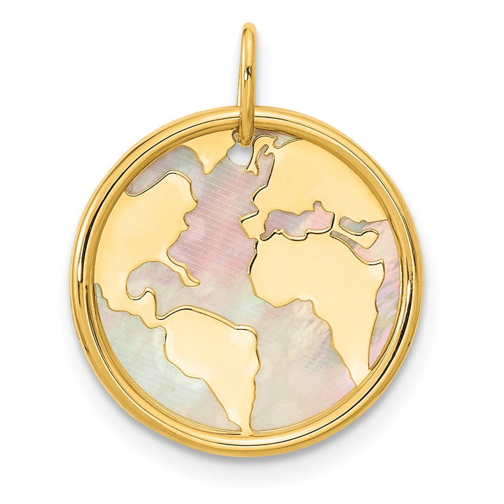 Lovely Rita's Pendants & Charms 14K Yellow Gold Polished Finished Mother of Pearl Earth Design Charm Pendant