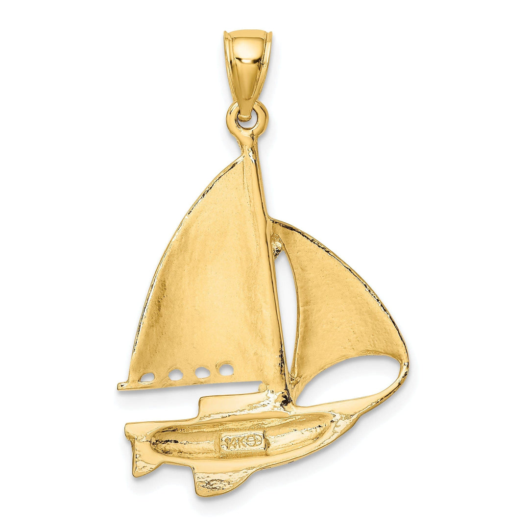 Lovely Rita's Pendants & Charms 14K Yellow Gold Polished Finished Sailboat Charm Pendant