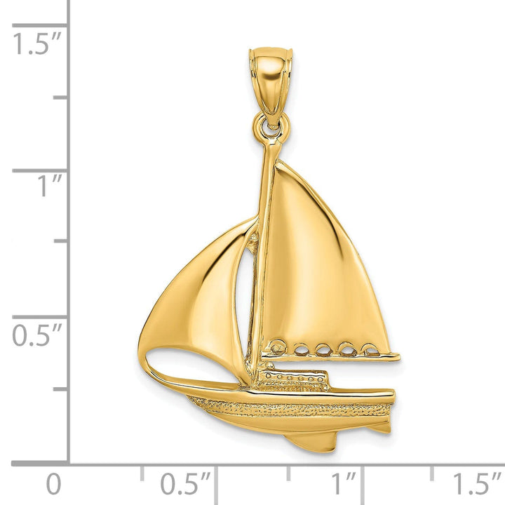 Lovely Rita's Pendants & Charms 14K Yellow Gold Polished Finished Sailboat Charm Pendant