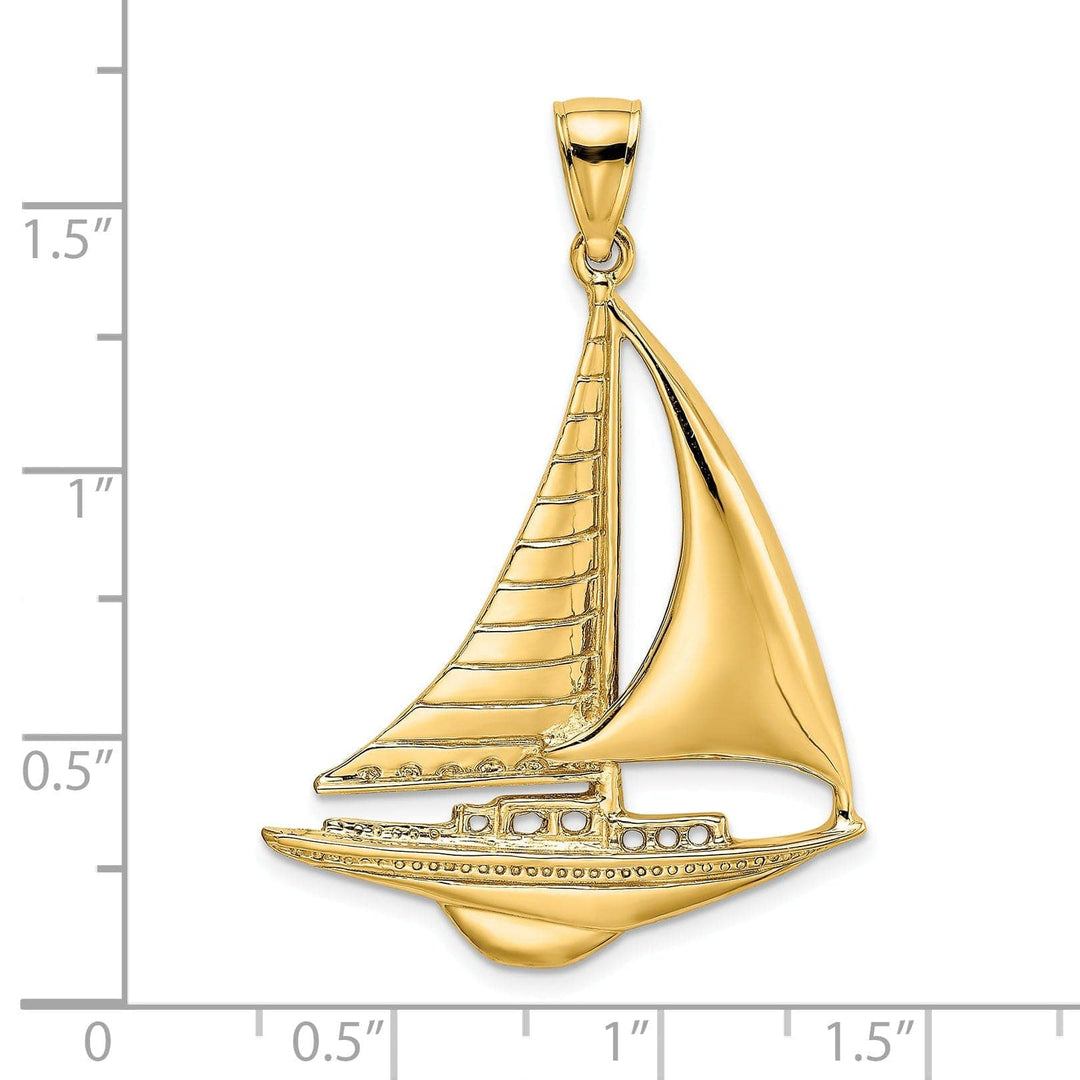 Lovely Rita's Pendants & Charms 14K Yellow Gold Polished Finished Sailboat Charm Pendant