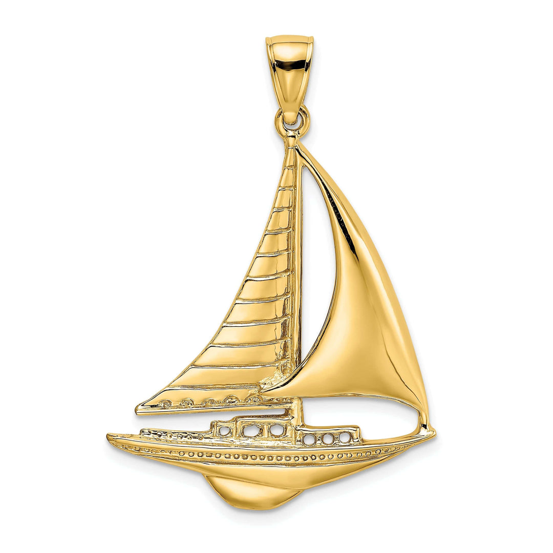 Lovely Rita's Pendants & Charms 14K Yellow Gold Polished Finished Sailboat Charm Pendant