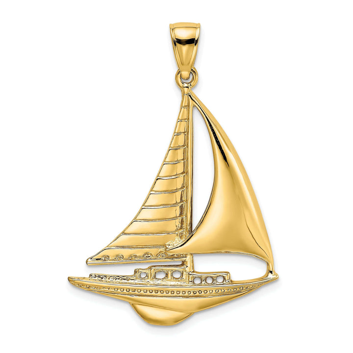 Lovely Rita's Pendants & Charms 14K Yellow Gold Polished Finished Sailboat Charm Pendant