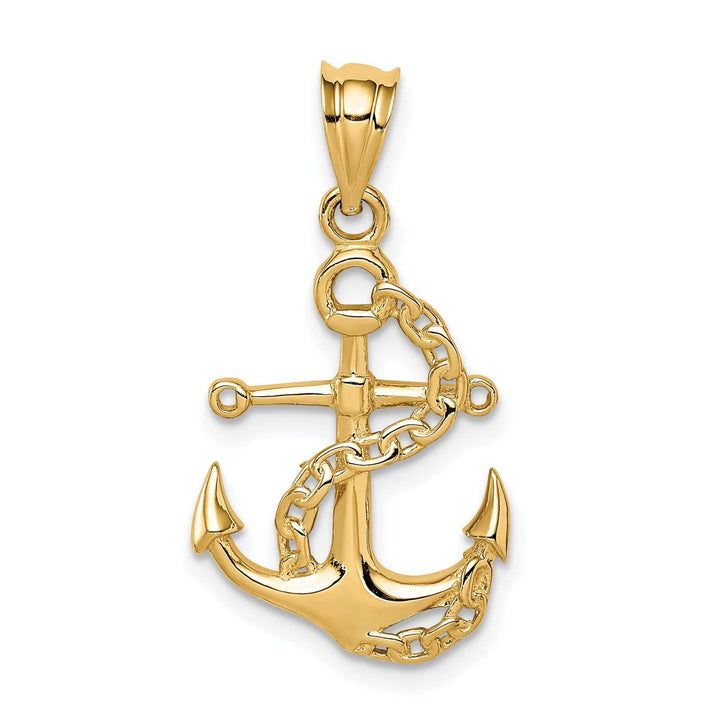 Lovely Rita's Pendants & Charms 14K Yellow Gold Polished Finished Soild Anchor and Chain Design Charm Pendant