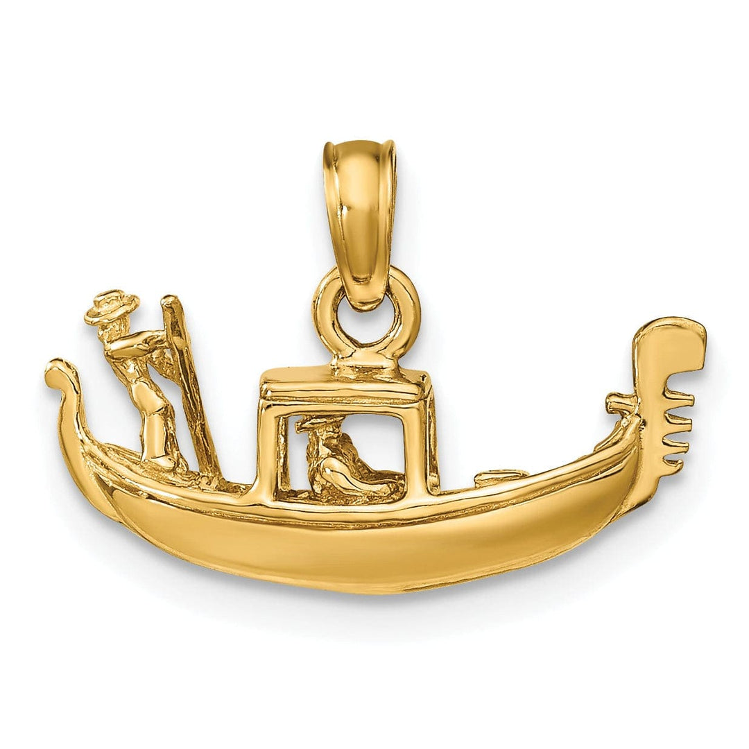 Lovely Rita's Pendants & Charms 14K Yellow Gold Polished Finished Solid 3-Dimensional Gondola Charm Pendant