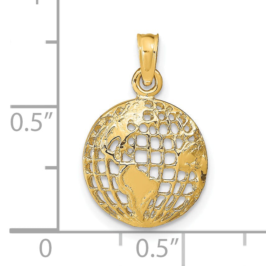 Lovely Rita's Pendants & Charms 14k Yellow Gold Polished Finished Solid World Globe Charm Pendant
