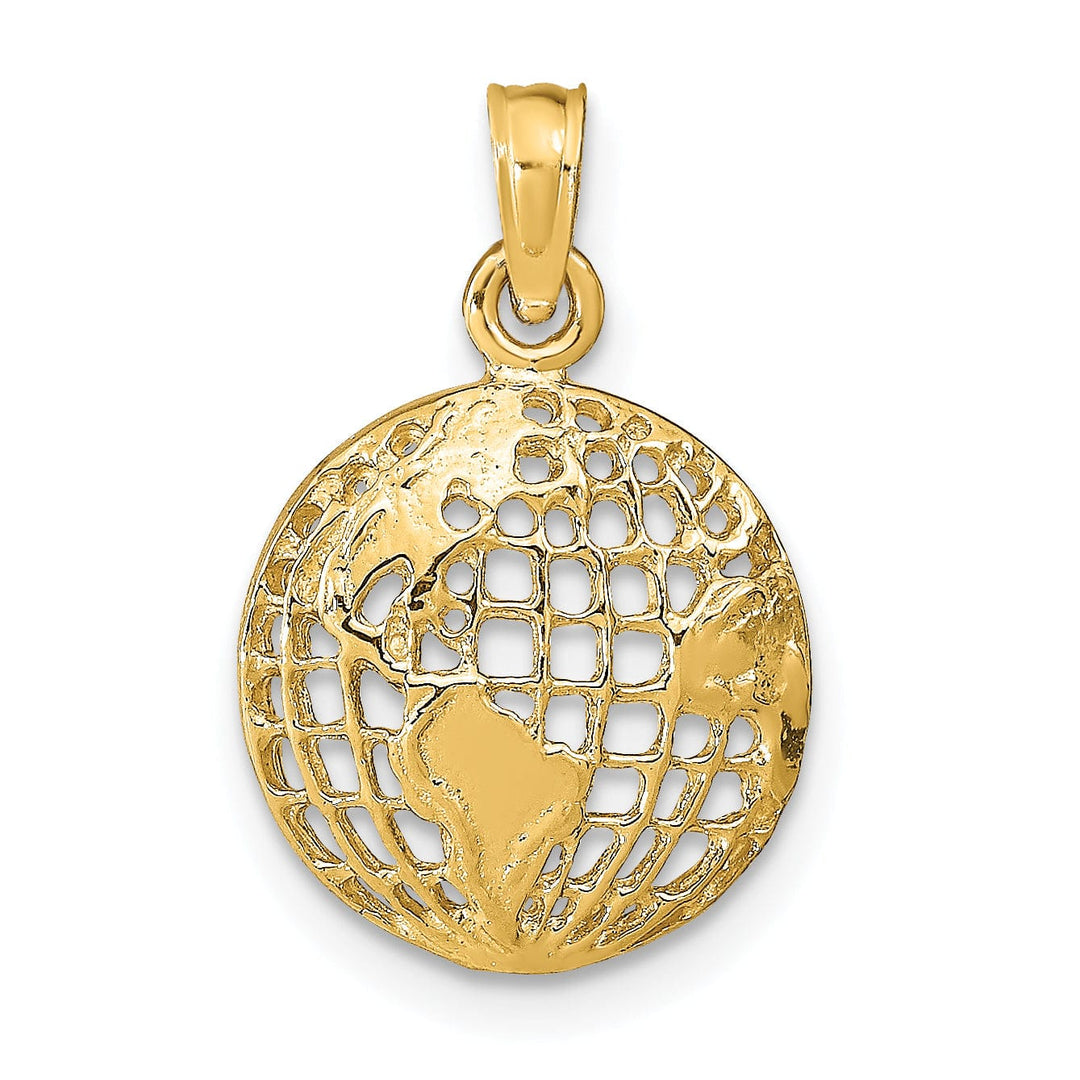 Lovely Rita's Pendants & Charms 14k Yellow Gold Polished Finished Solid World Globe Charm Pendant