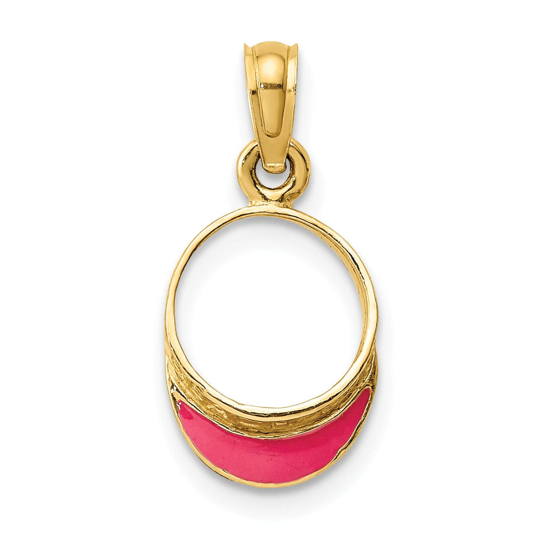 Lovely Rita's Pendants & Charms 14K Yellow Gold Polished Fuschia Color Enameled Finish Beach Sun Visor Charm Pendant