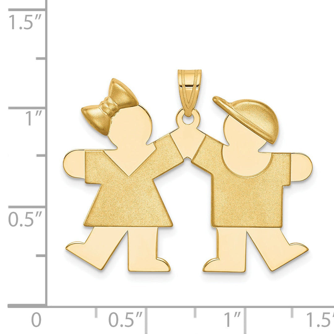 Lovely Rita's Pendants & Charms 14k Yellow Gold Polished Girl-Boy Twins Kiss Charm