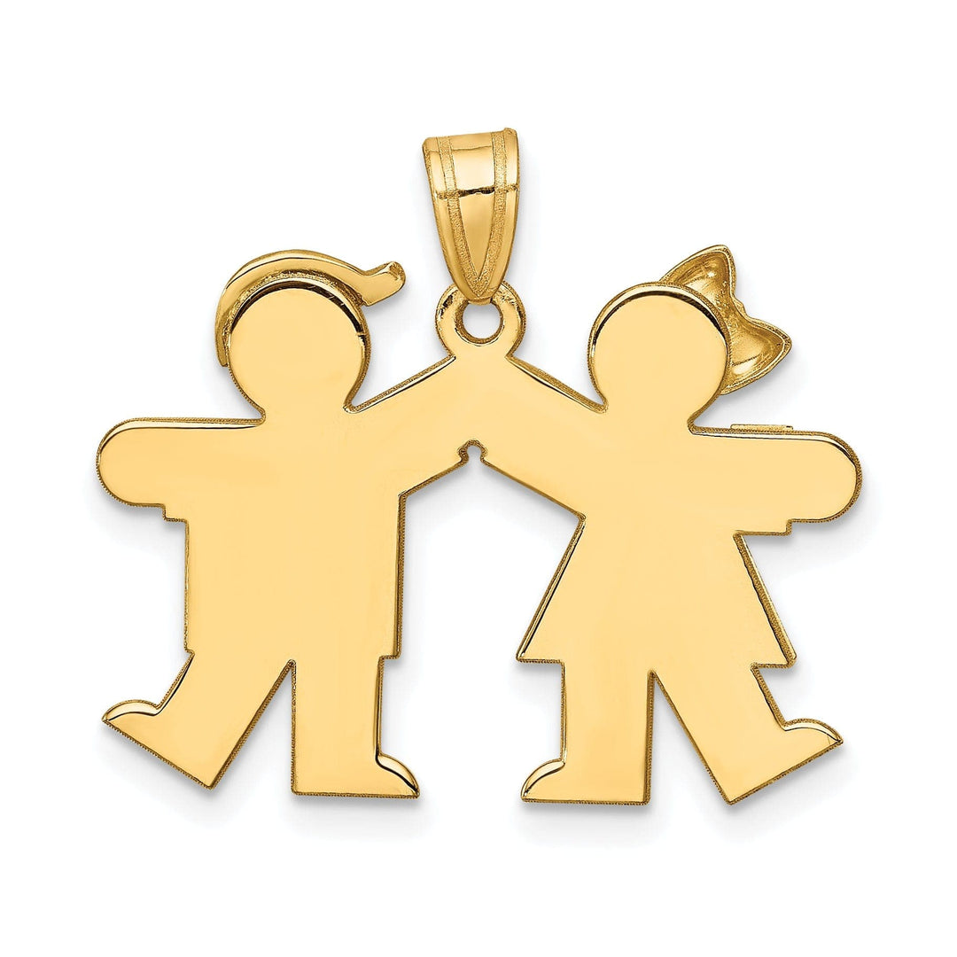 Lovely Rita's Pendants & Charms 14k Yellow Gold Polished Girl-Boy Twins Kiss Charm