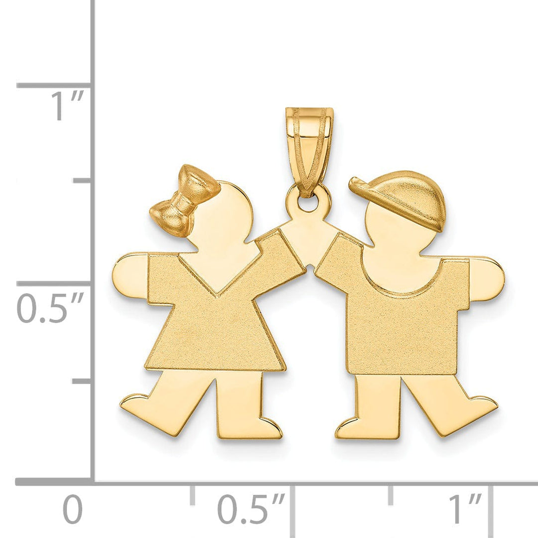 Lovely Rita's Pendants & Charms 14k Yellow Gold Polished Girl-Boy Twins Kiss Charm