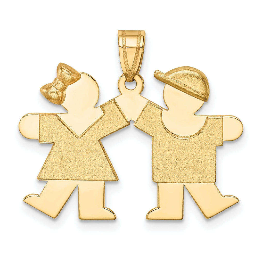 Lovely Rita's Pendants & Charms 14k Yellow Gold Polished Girl-Boy Twins Kiss Charm