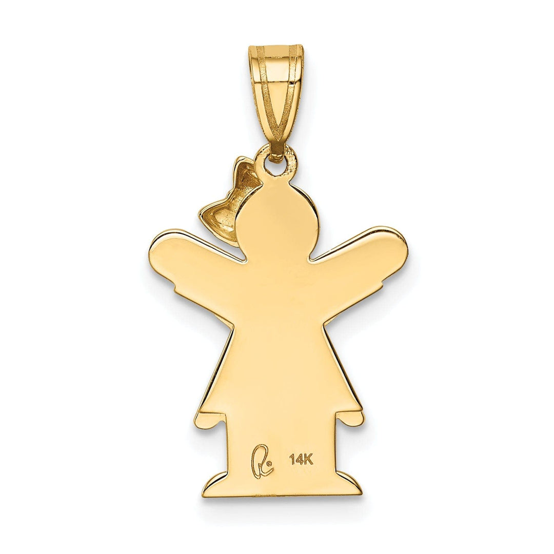 Lovely Rita's Pendants & Charms 14k Yellow Gold Polished Girl With Bow Love Charm