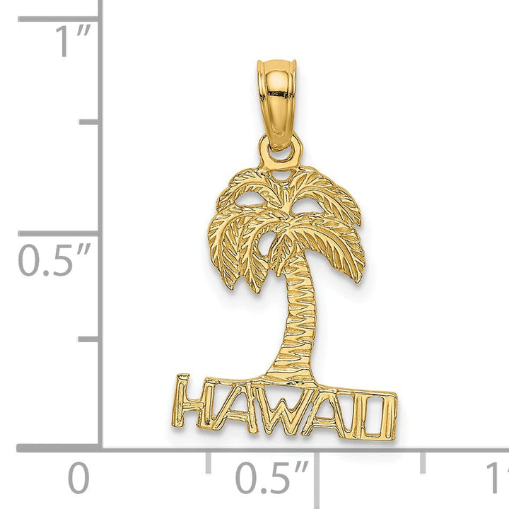 Lovely Rita's Pendants & Charms 14K Yellow Gold Polished HAWAII Under Palm Tree Pendant