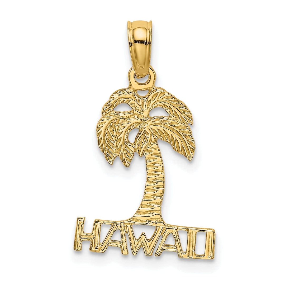 Lovely Rita's Pendants & Charms 14K Yellow Gold Polished HAWAII Under Palm Tree Pendant