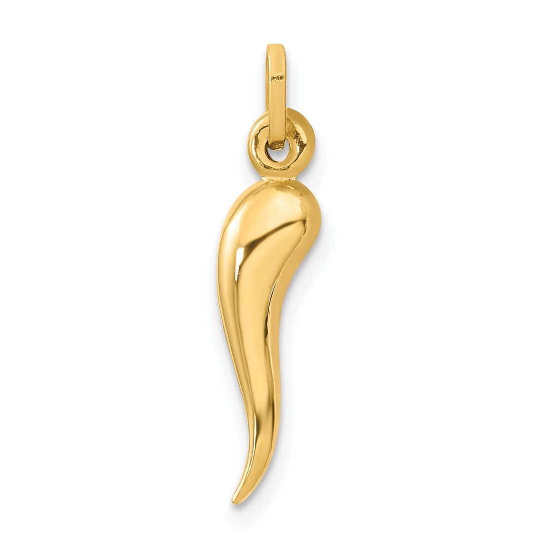 Lovely Rita's Pendants & Charms 14k Yellow Gold Polished Hollow Finish 3-Dimensional Italian Horn Charm Pendant