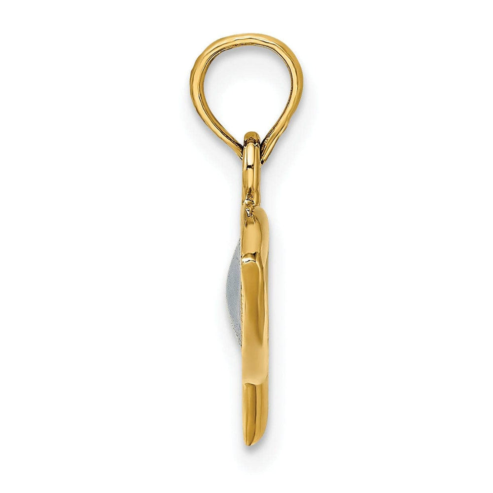 Lovely Rita's Pendants & Charms 14K Yellow Gold Polished Horizontal Blue Finish Ichthus Fish Pendant