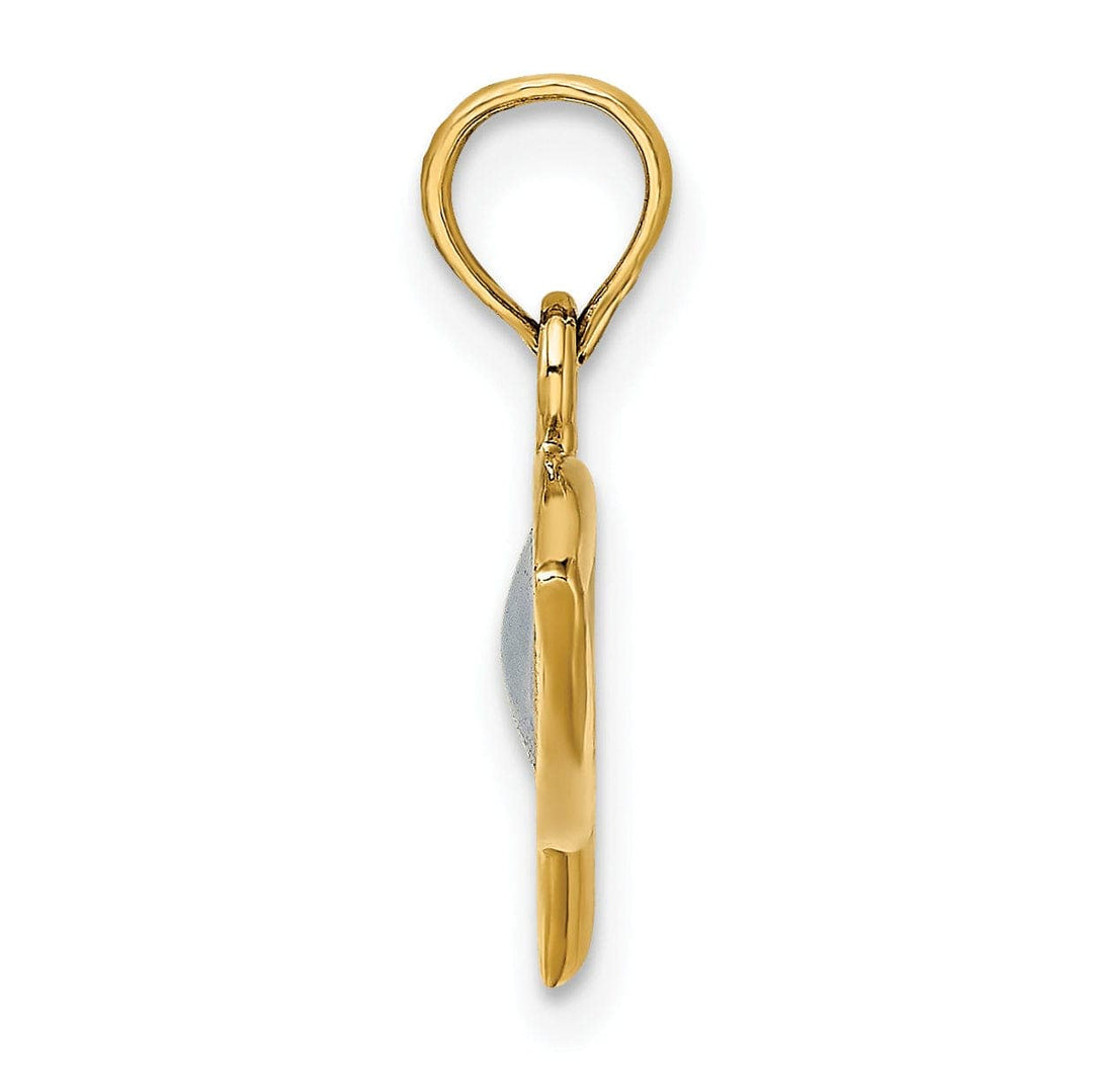 Lovely Rita's Pendants & Charms 14K Yellow Gold Polished Horizontal Blue Finish Ichthus Fish Pendant