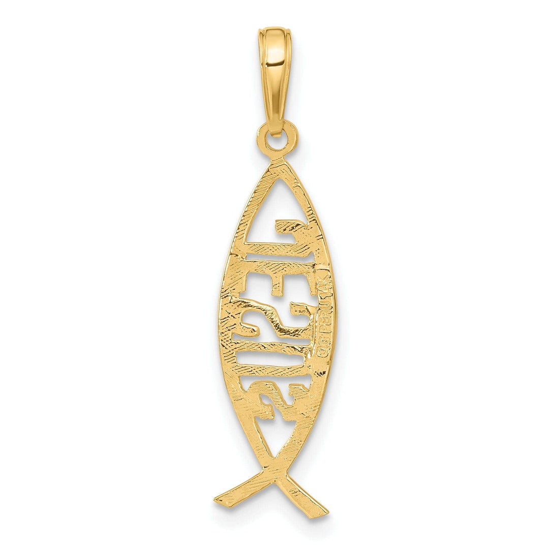 Lovely Rita's Pendants & Charms 14K Yellow Gold Polished Ichthus Fish with JESUS Discription Pendant