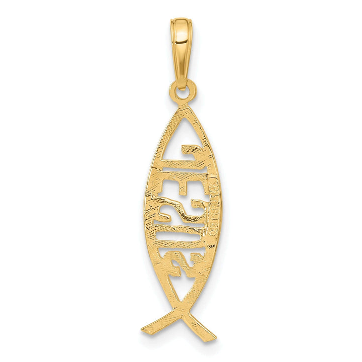 Lovely Rita's Pendants & Charms 14K Yellow Gold Polished Ichthus Fish with JESUS Discription Pendant