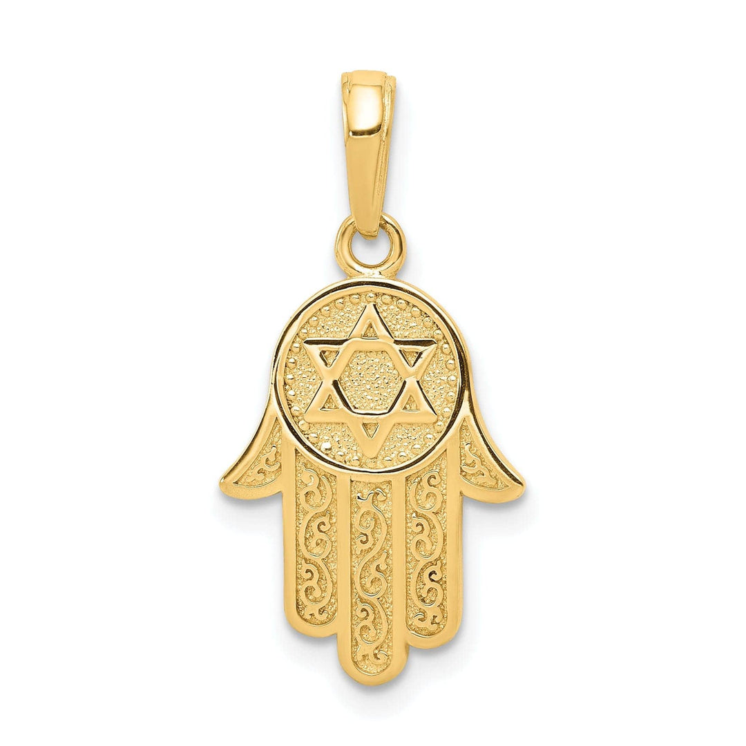 Lovely Rita's Pendants & Charms 14k Yellow Gold Polished Jewish Hand of God with Star of David Pendant