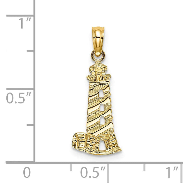 Lovely Rita's Pendants & Charms 14K Yellow Gold Polished Lighthouse with Side Building Charm