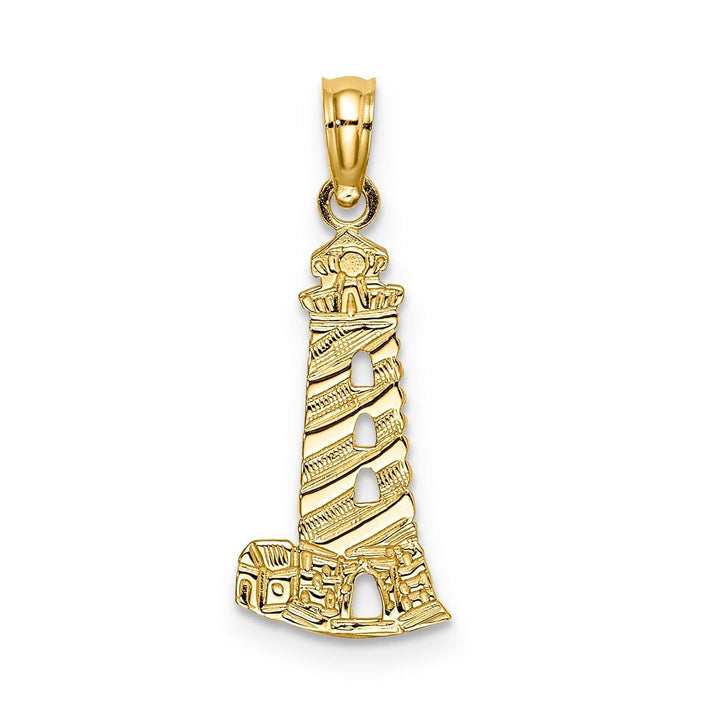 Lovely Rita's Pendants & Charms 14K Yellow Gold Polished Lighthouse with Side Building Charm