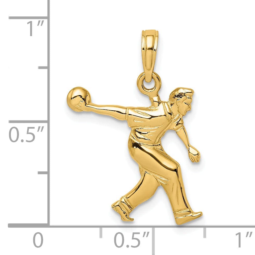 Lovely Rita's Pendants & Charms 14K Yellow Gold Polished Male Bowling Charm Pendant
