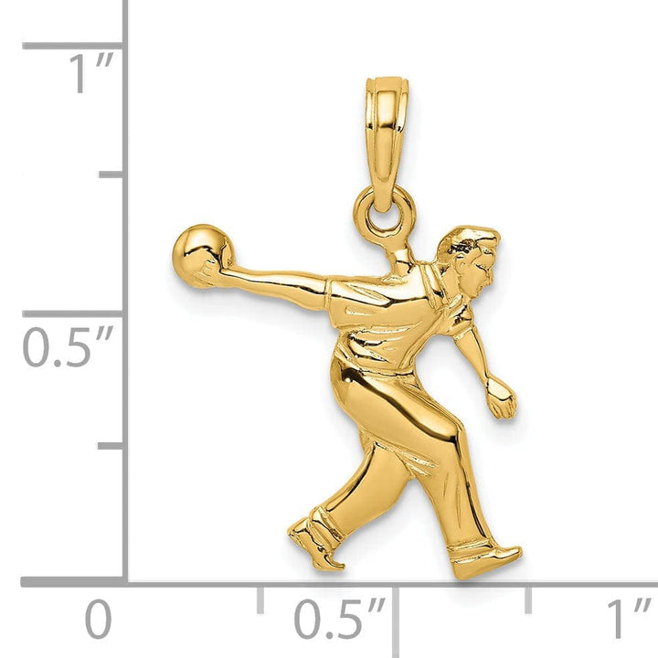 Lovely Rita's Pendants & Charms 14K Yellow Gold Polished Male Bowling Charm Pendant