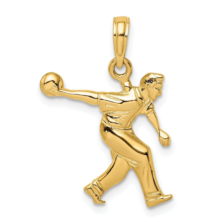 Lovely Rita's Pendants & Charms 14K Yellow Gold Polished Male Bowling Charm Pendant