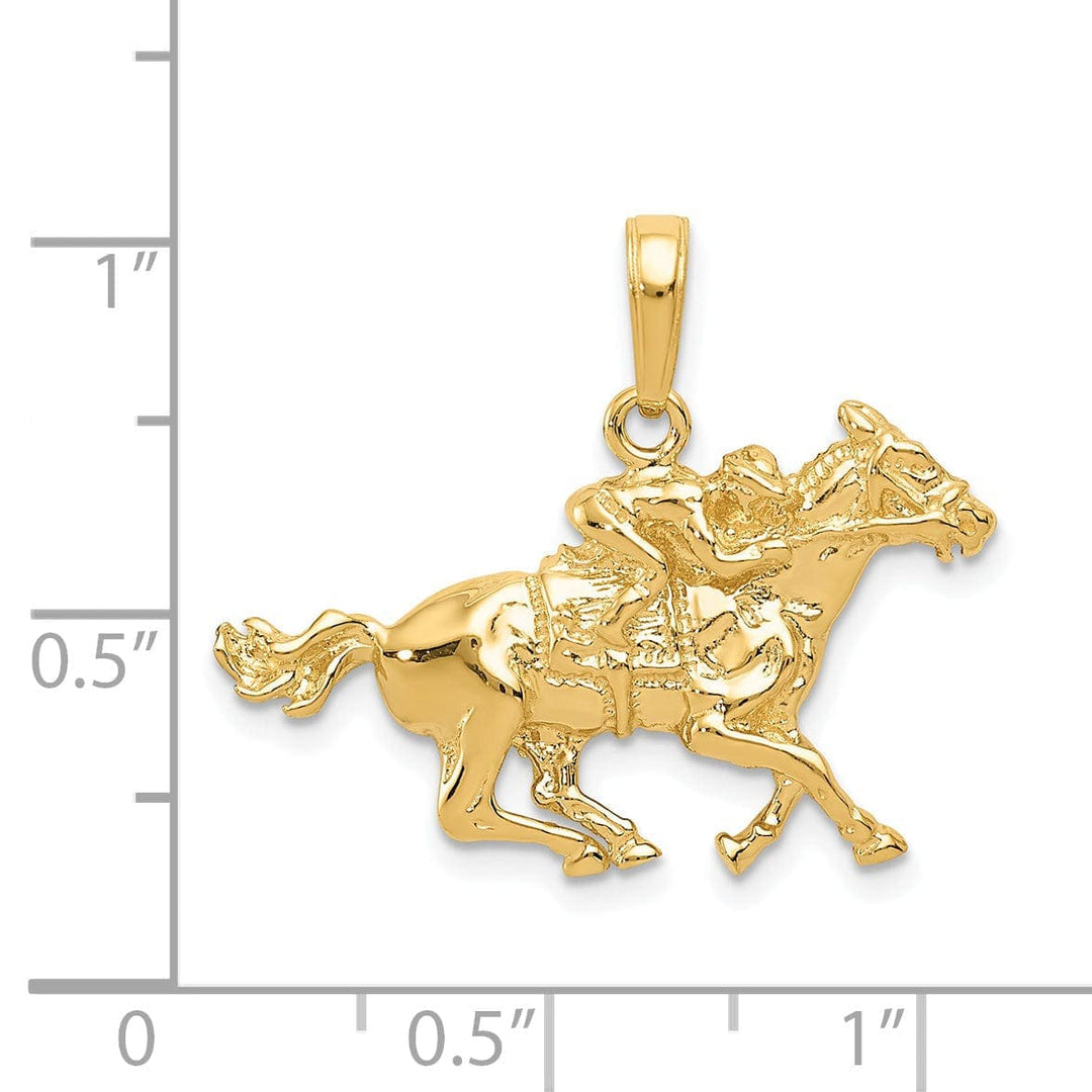 Lovely Rita's Pendants & Charms 14K Yellow Gold Polished Men's Jockey on Horse Charm Pendant