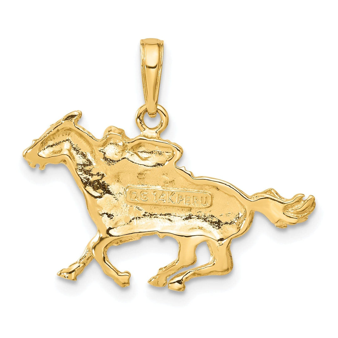 Lovely Rita's Pendants & Charms 14K Yellow Gold Polished Men's Jockey on Horse Charm Pendant