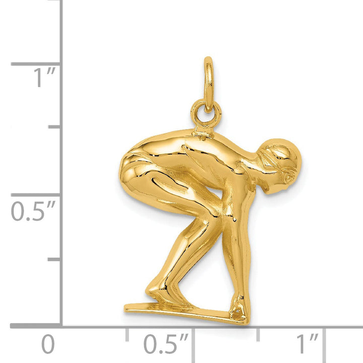 Lovely Rita's Pendants & Charms 14K Yellow Gold Polished Men's Swimmer/Diver Charm Pendant