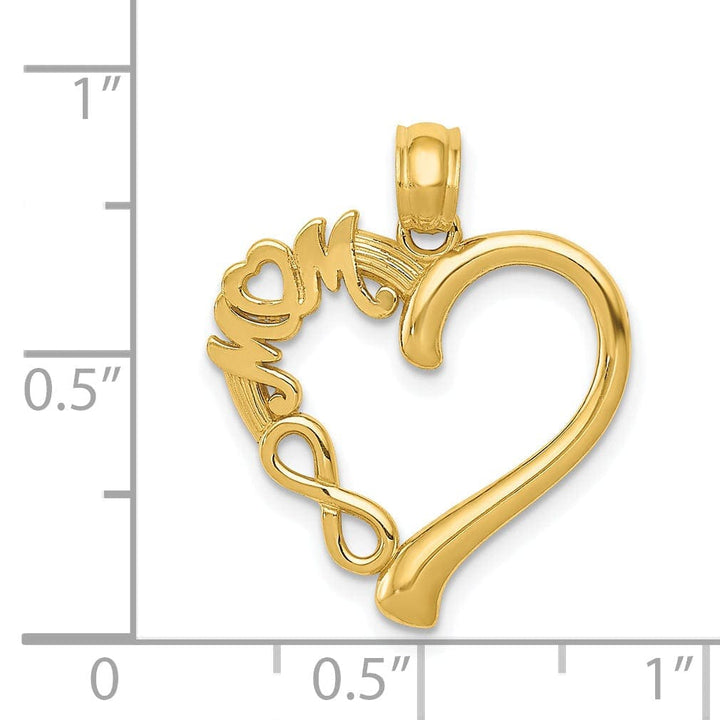 Lovely Rita's Pendants & Charms 14k Yellow Gold Polished MOM in Heart with Infinity Symbol Design Pendant