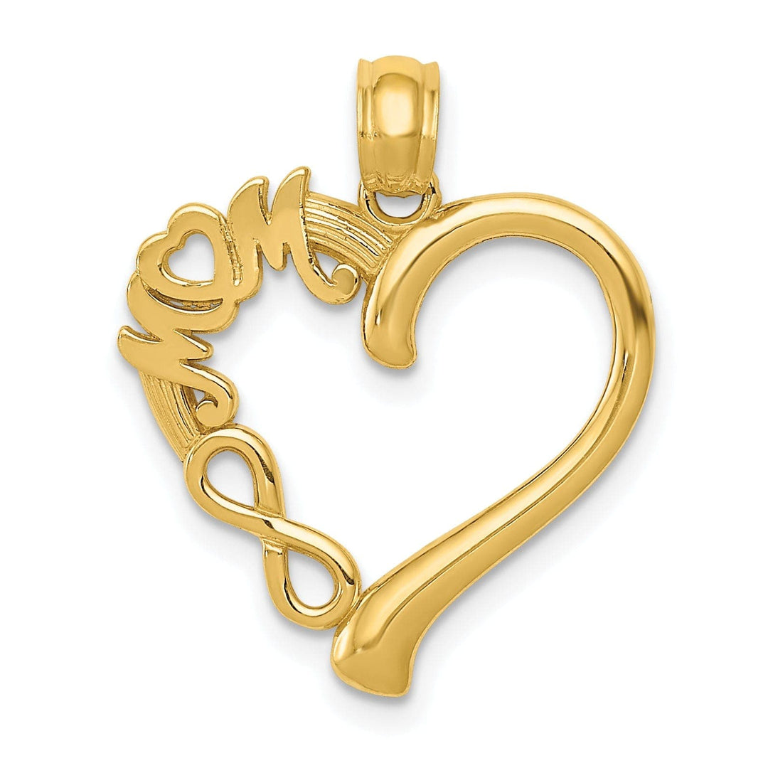 Lovely Rita's Pendants & Charms 14k Yellow Gold Polished MOM in Heart with Infinity Symbol Design Pendant
