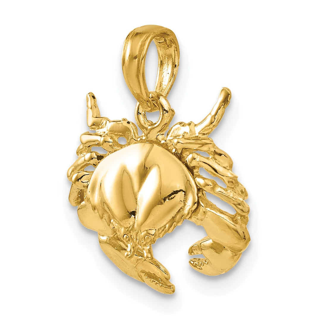 Lovely Rita's Pendants & Charms 14k Yellow Gold Polished Open-Backed Polished Finish Solid Stone Crab Charm Pendant