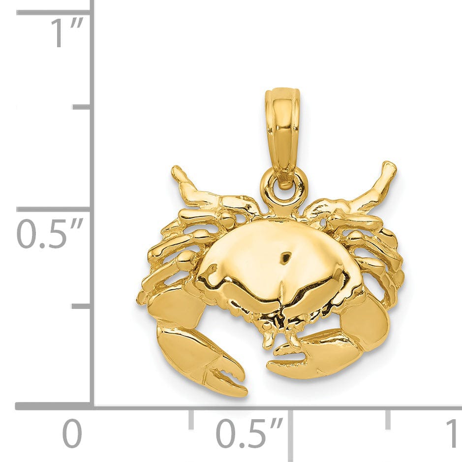 Lovely Rita's Pendants & Charms 14k Yellow Gold Polished Open-Backed Polished Finish Solid Stone Crab Charm Pendant