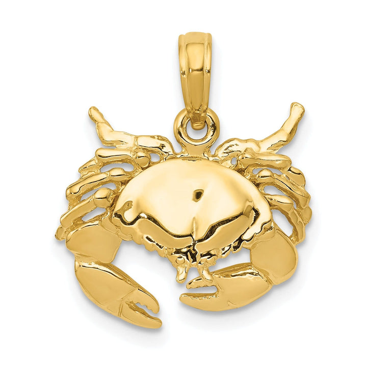 Lovely Rita's Pendants & Charms 14k Yellow Gold Polished Open-Backed Polished Finish Solid Stone Crab Charm Pendant