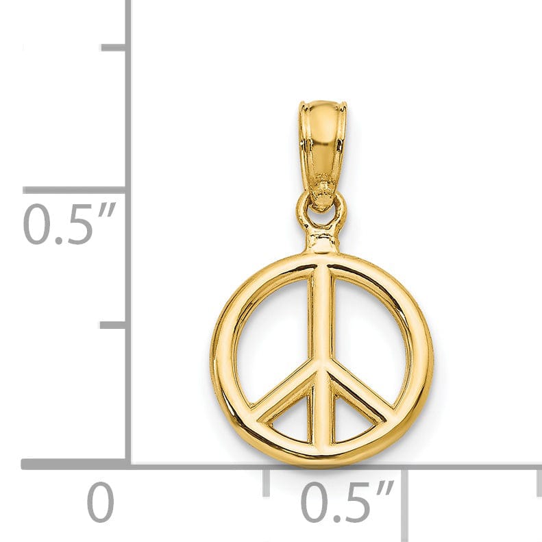Lovely Rita's Pendants & Charms 14k Yellow Gold Polished Peace Symbol Pendant