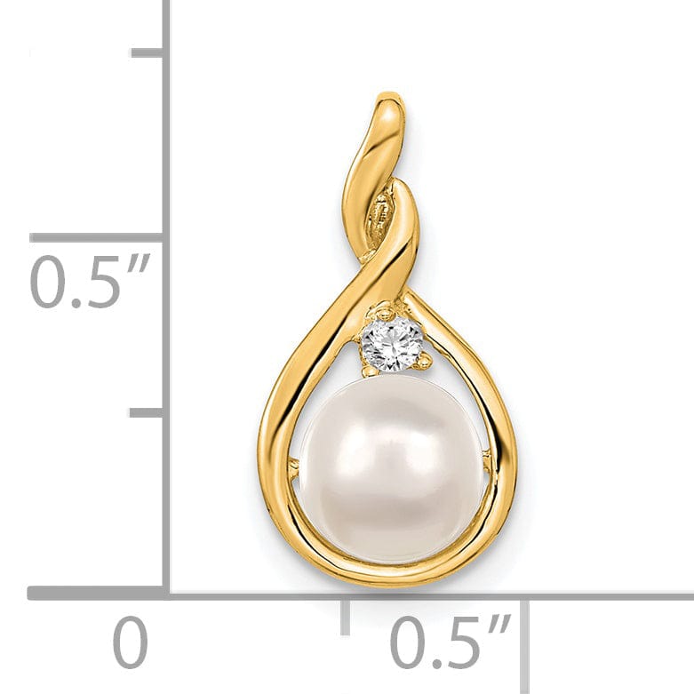 Lovely Rita's Pendants & Charms 14k Yellow Gold Polished Pearl Diamond Pendant