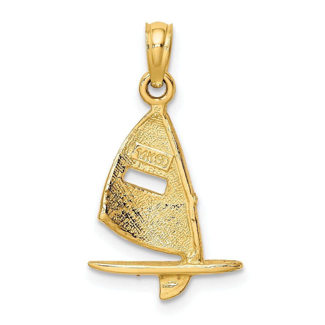 Lovely Rita's Pendants & Charms 14K Yellow Gold Polished Pink Enameled Finished Windsail Surf Board Charm Pendant