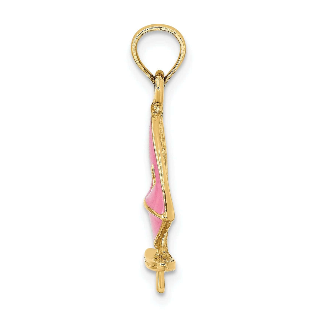 Lovely Rita's Pendants & Charms 14K Yellow Gold Polished Pink Enameled Finished Windsail Surf Board Charm Pendant