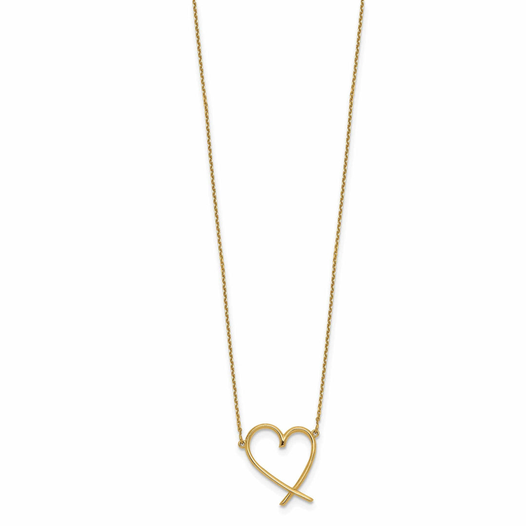 Lovely Rita's Pendants & Charms 14K Yellow Gold Polished Polished Finish Open Heart Design 18-inch cable chain with 2-in ext Necklace