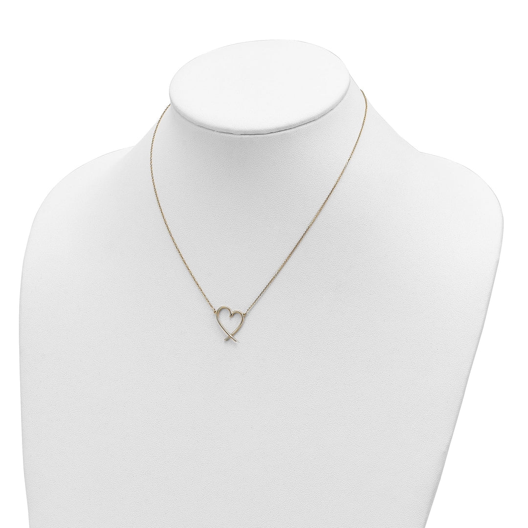 Lovely Rita's Pendants & Charms 14K Yellow Gold Polished Polished Finish Open Heart Design 18-inch cable chain with 2-in ext Necklace