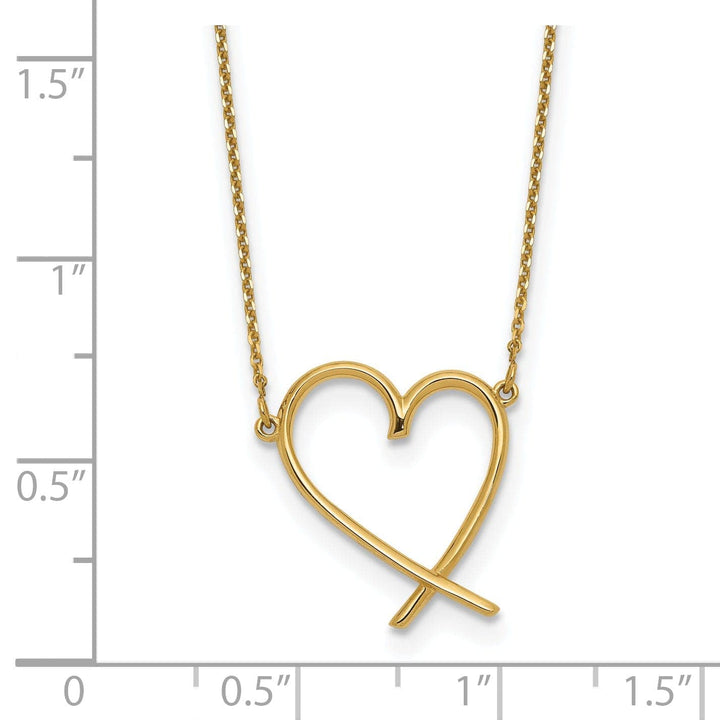 Lovely Rita's Pendants & Charms 14K Yellow Gold Polished Polished Finish Open Heart Design 18-inch cable chain with 2-in ext Necklace