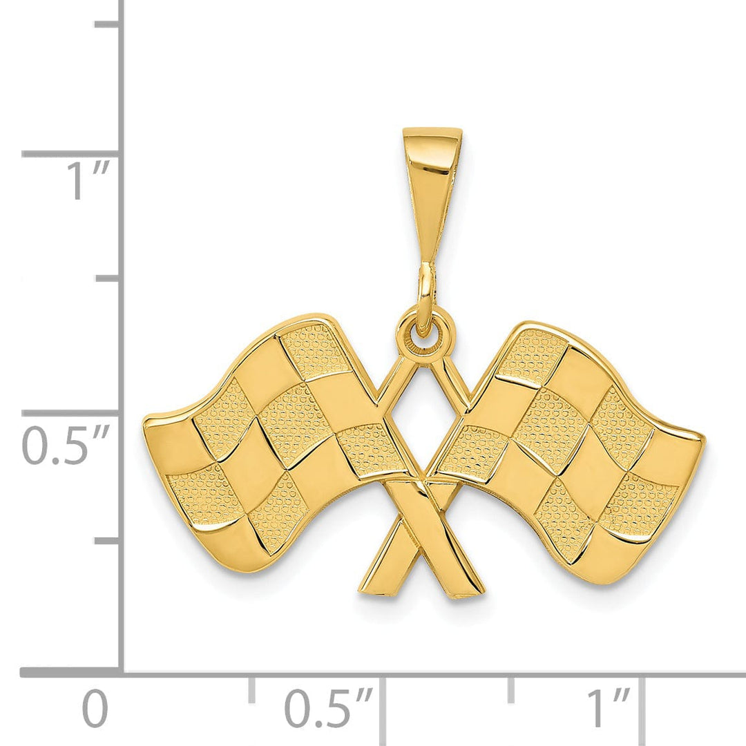 Lovely Rita's Pendants & Charms 14K Yellow Gold Polished Racing Checkered Flag Charm Pendant