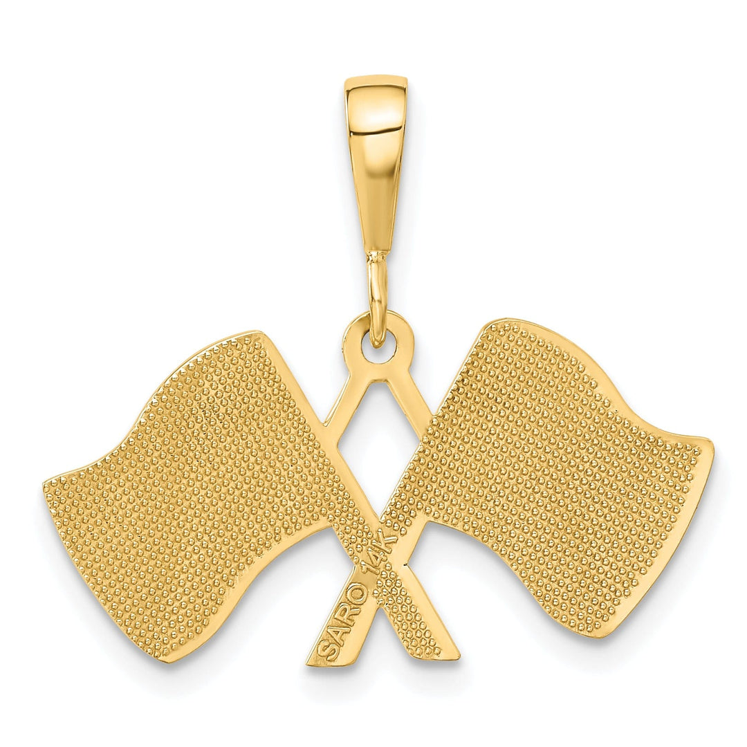 Lovely Rita's Pendants & Charms 14K Yellow Gold Polished Racing Checkered Flag Charm Pendant