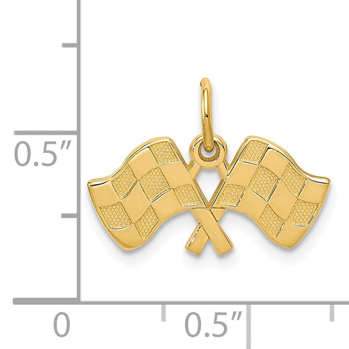 Lovely Rita's Pendants & Charms 14K Yellow Gold Polished Racing Checkered Flags Charm Pendant