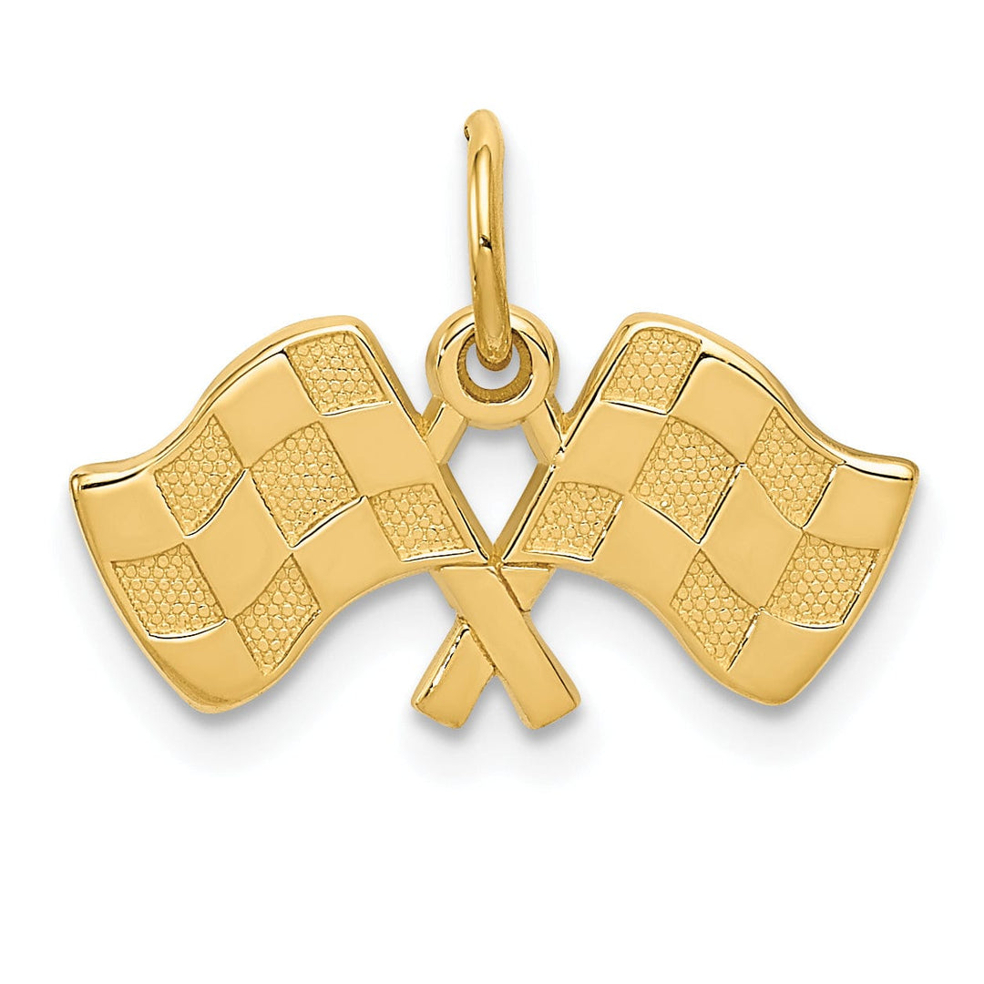 Lovely Rita's Pendants & Charms 14K Yellow Gold Polished Racing Checkered Flags Charm Pendant