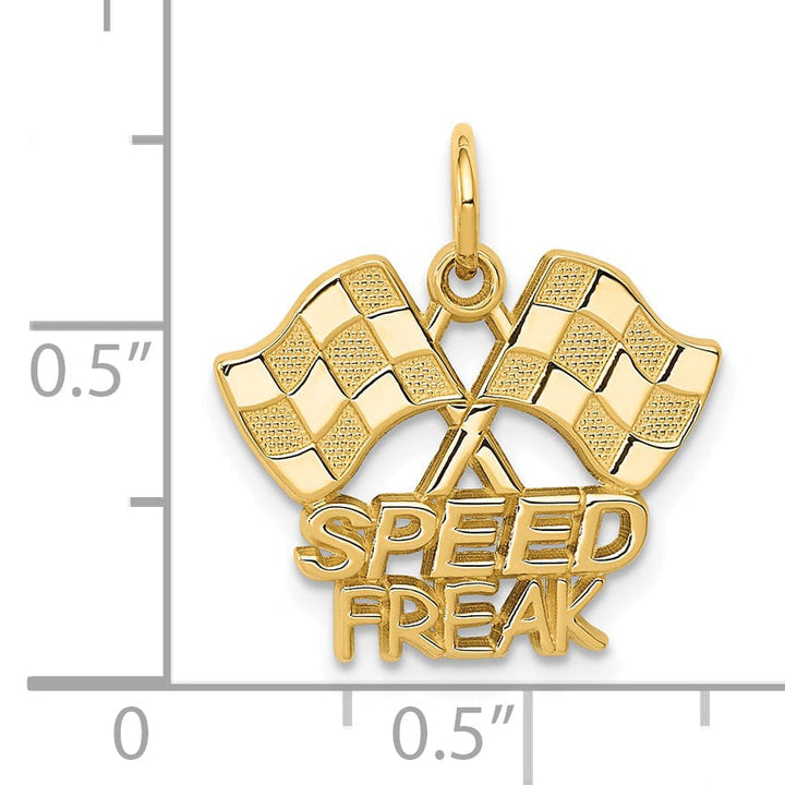 Lovely Rita's Pendants & Charms 14K Yellow Gold Polished Racing Flags SPEED FREAK Charm Pendant